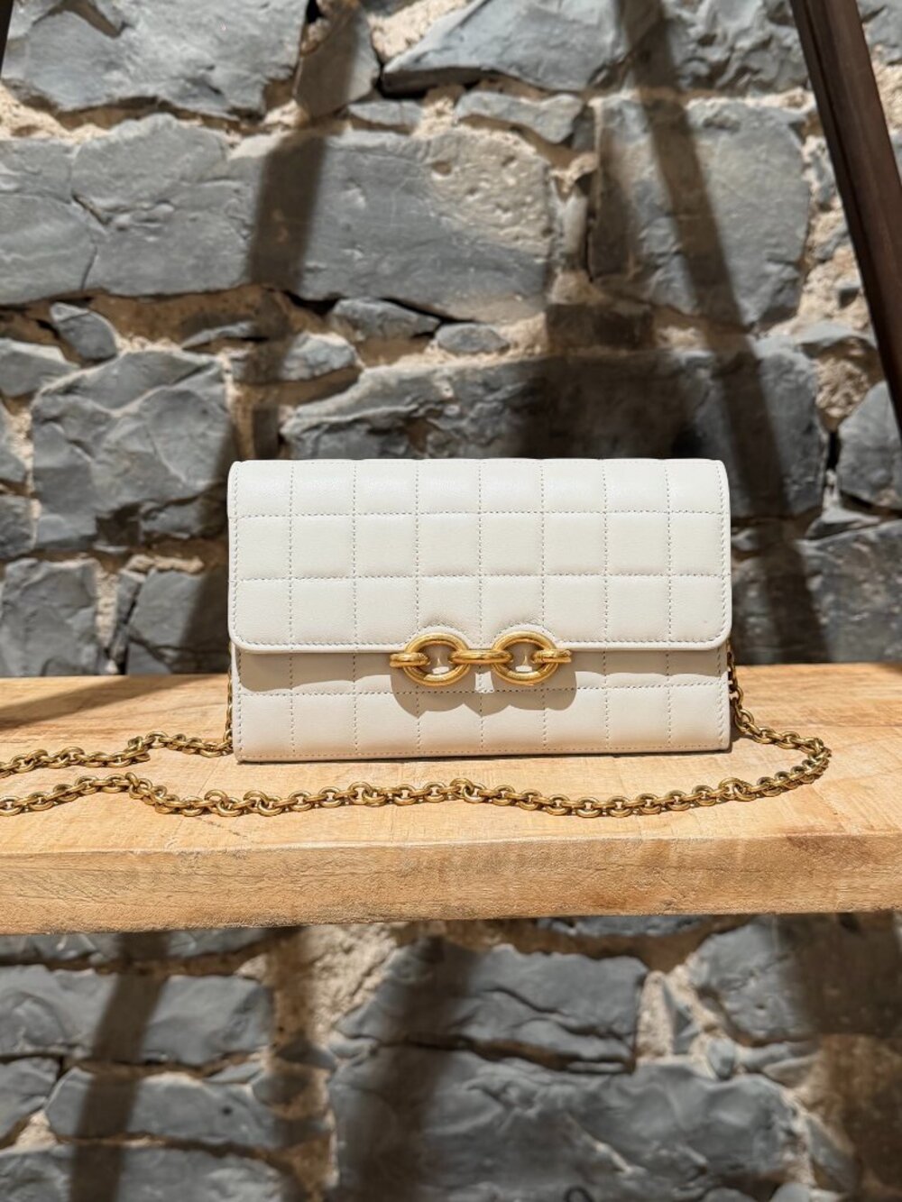 Saint Laurent Ivory Quilted Calfskin Le Maillon Chain Wallet